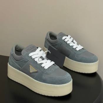 Prada Downtown Bold Nylon and Suede Platform Sneakers 5cm Grey 2026 1E792M (MD-260228055)