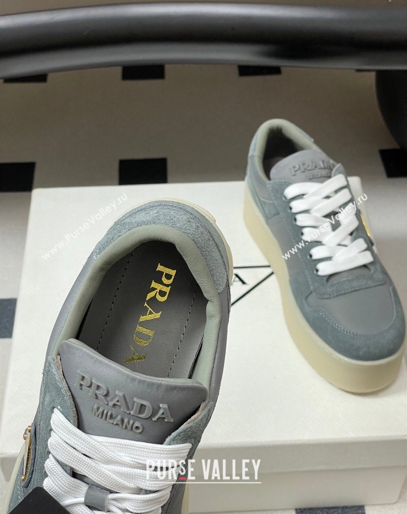 Prada Downtown Bold Nylon and Suede Platform Sneakers 5cm Grey 2026 1E792M (MD-260228055)