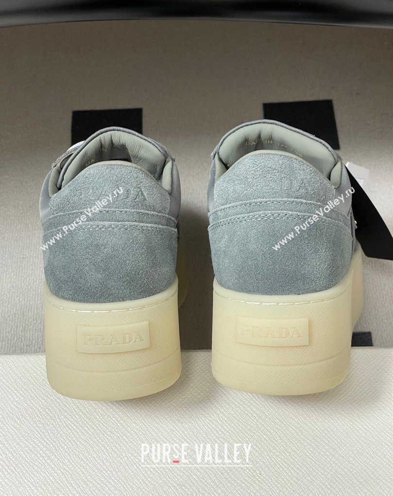 Prada Downtown Bold Nylon and Suede Platform Sneakers 5cm Grey 2026 1E792M (MD-260228055)