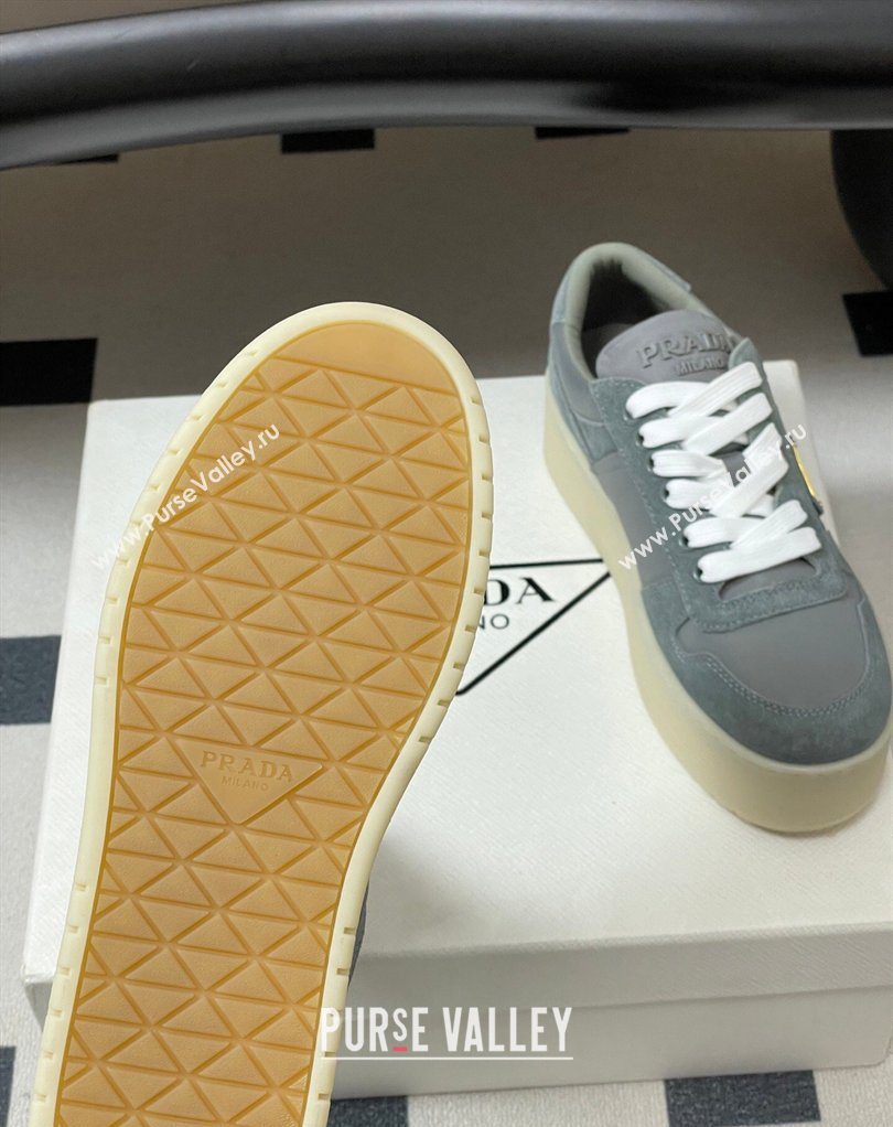 Prada Downtown Bold Nylon and Suede Platform Sneakers 5cm Grey 2026 1E792M (MD-260228055)