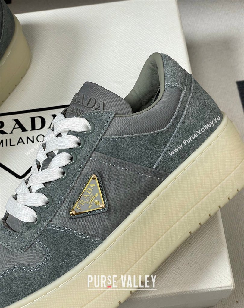 Prada Downtown Bold Nylon and Suede Platform Sneakers 5cm Grey 2026 1E792M (MD-260228055)