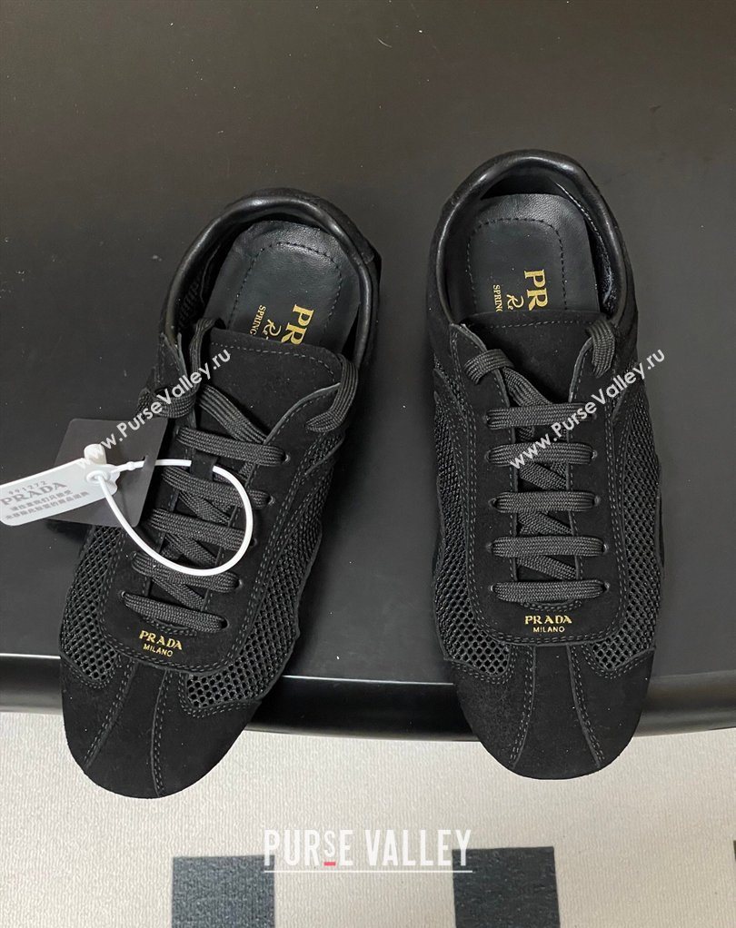 Prada Montecarlo Re-Edition 2005 suede and mesh sneakers Black 2026 1E247O (MD-260228056)