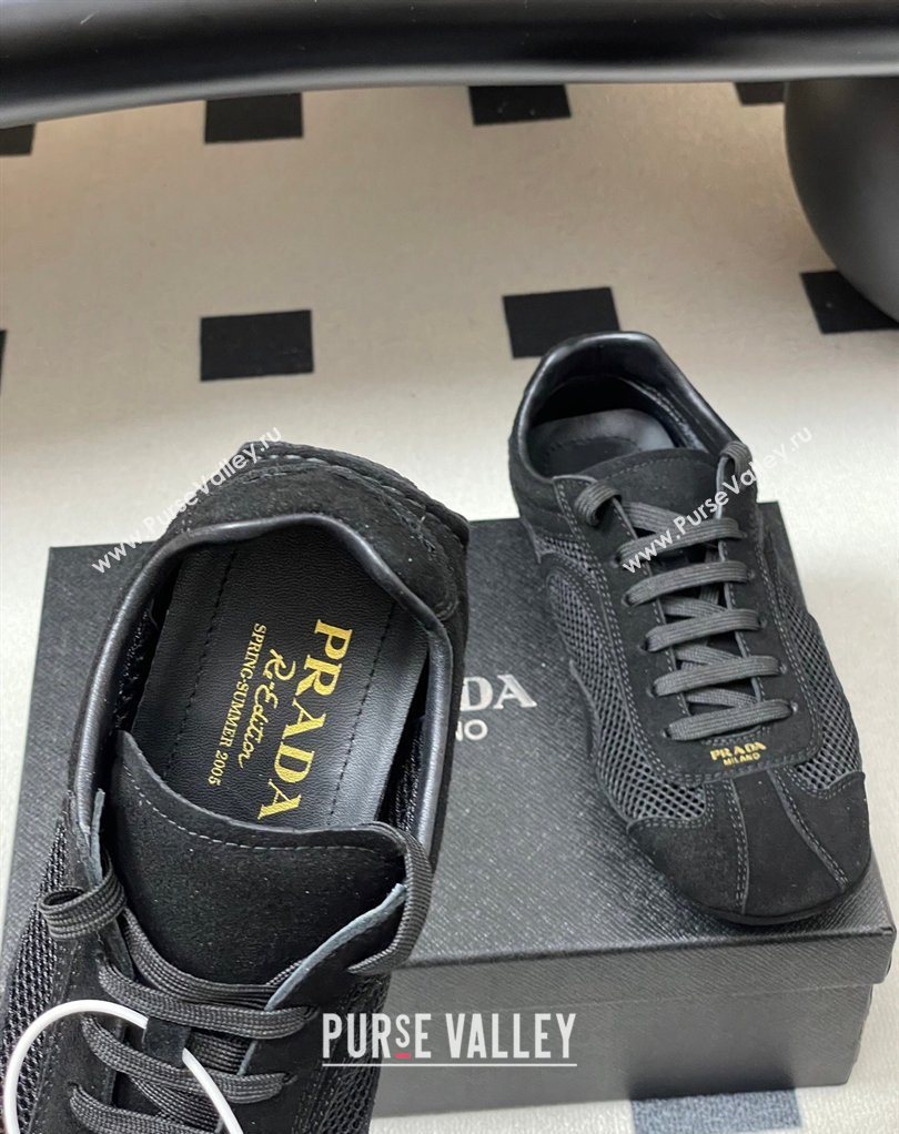 Prada Montecarlo Re-Edition 2005 suede and mesh sneakers Black 2026 1E247O (MD-260228056)