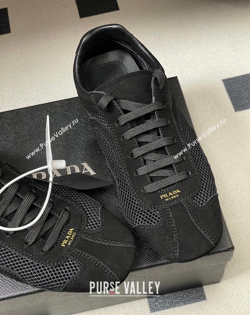 Prada Montecarlo Re-Edition 2005 suede and mesh sneakers Black 2026 1E247O (MD-260228056)