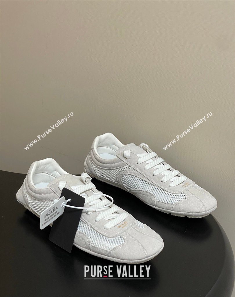 Prada Montecarlo Re-Edition 2005 suede and mesh sneakers Light Grey 2026 1E247O (MD-260228057)