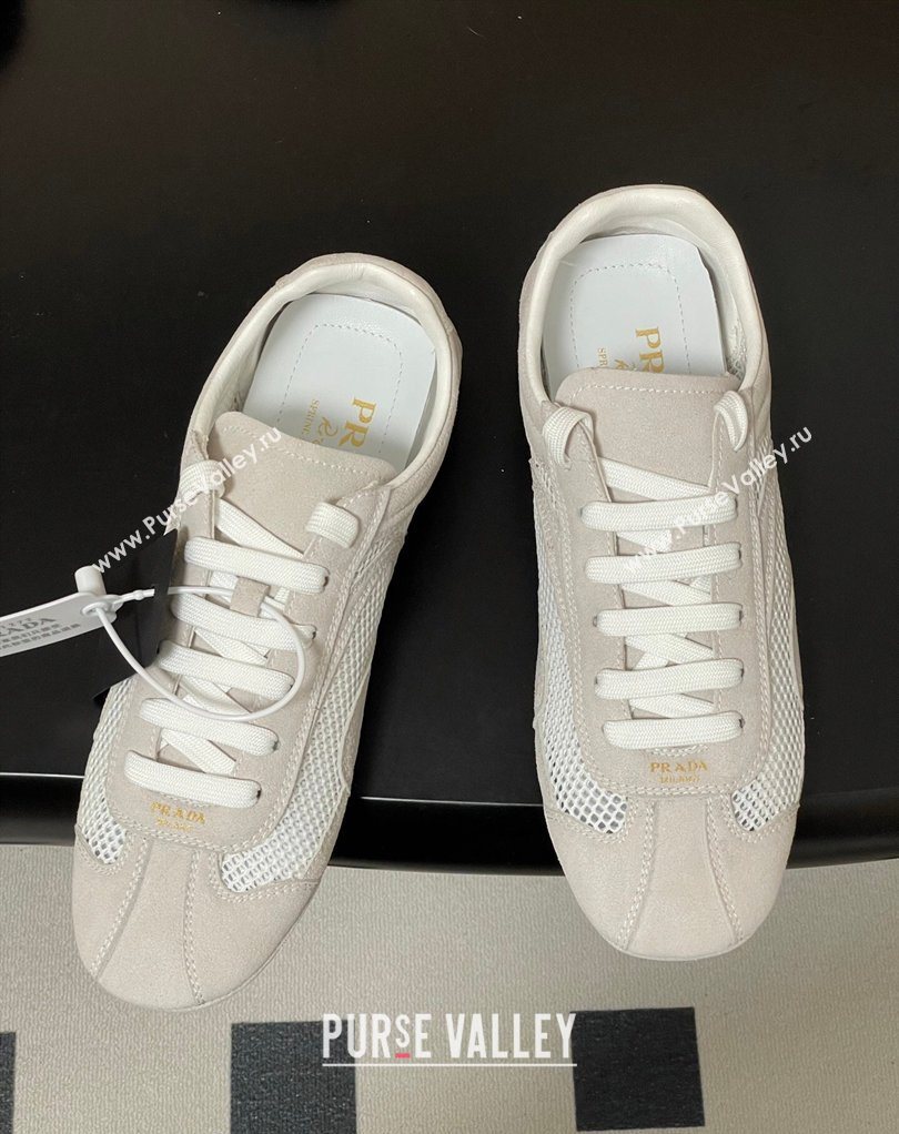 Prada Montecarlo Re-Edition 2005 suede and mesh sneakers Light Grey 2026 1E247O (MD-260228057)