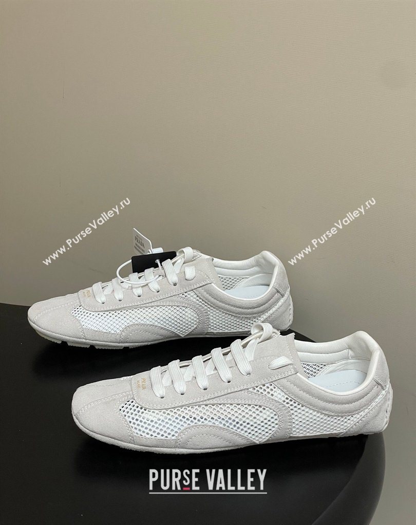 Prada Montecarlo Re-Edition 2005 suede and mesh sneakers Light Grey 2026 1E247O (MD-260228057)
