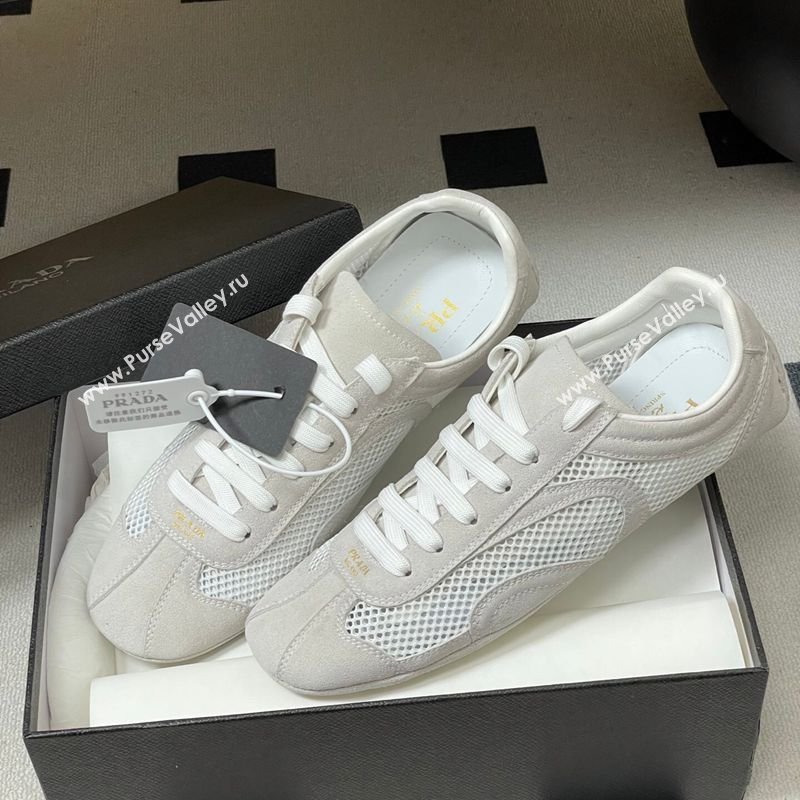 Prada Montecarlo Re-Edition 2005 suede and mesh sneakers Light Grey 2026 1E247O (MD-260228057)