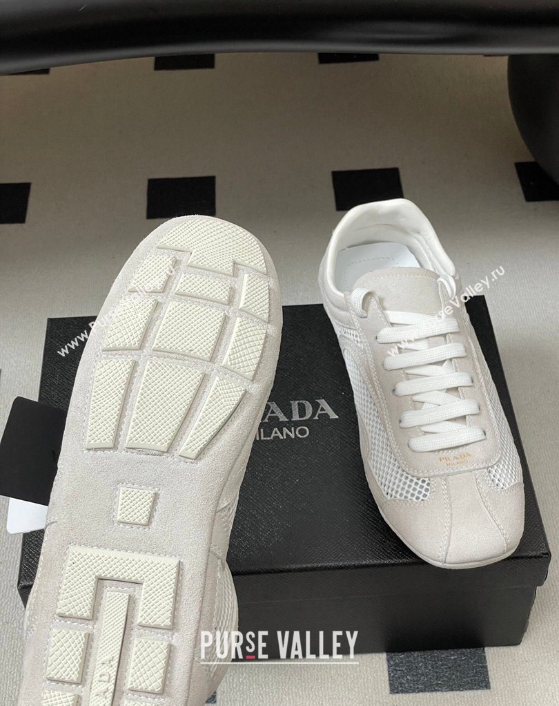 Prada Montecarlo Re-Edition 2005 suede and mesh sneakers Light Grey 2026 1E247O (MD-260228057)