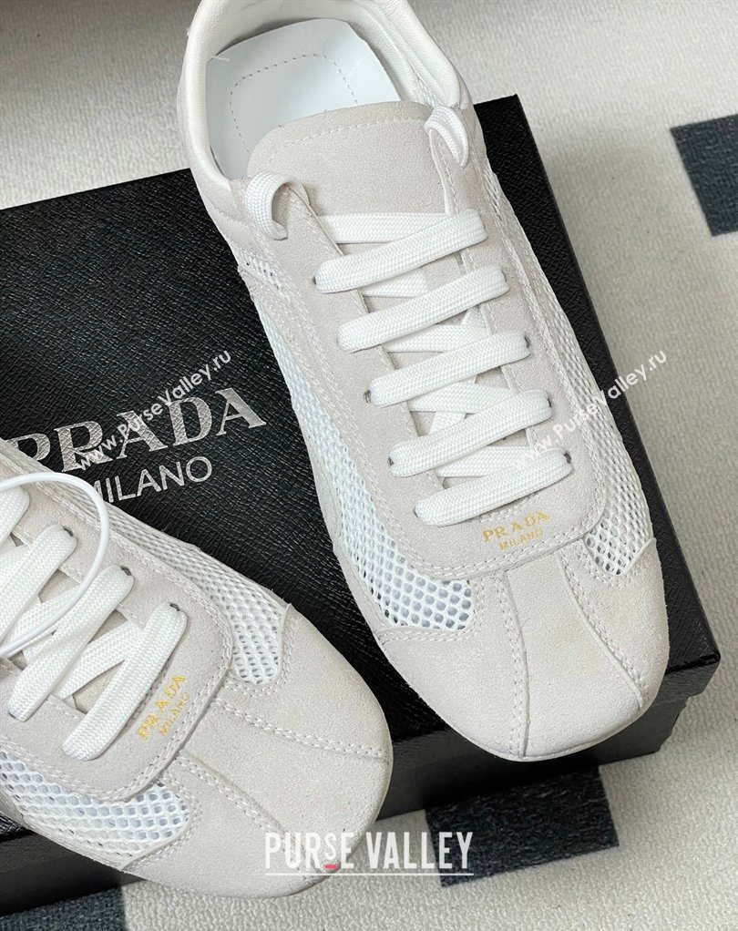 Prada Montecarlo Re-Edition 2005 suede and mesh sneakers Light Grey 2026 1E247O (MD-260228057)