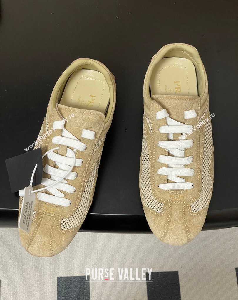 Prada Montecarlo Re-Edition 2005 suede and mesh sneakers Beige 2026 1E247O (MD-260228059)
