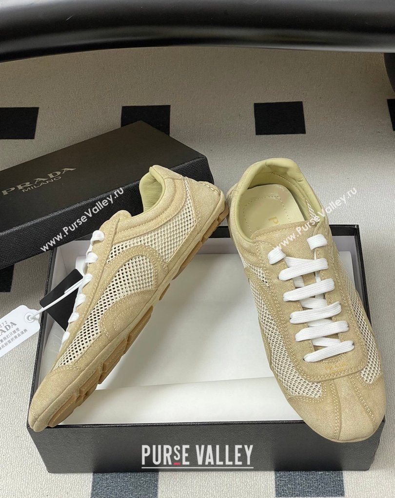 Prada Montecarlo Re-Edition 2005 suede and mesh sneakers Beige 2026 1E247O (MD-260228059)