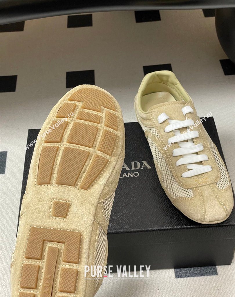Prada Montecarlo Re-Edition 2005 suede and mesh sneakers Beige 2026 1E247O (MD-260228059)