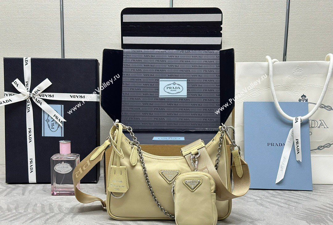 Prada Re-Edition 2005 Re-Nylon Bag 1BH204 Sand/Silver 2026 (YZ-260410100)