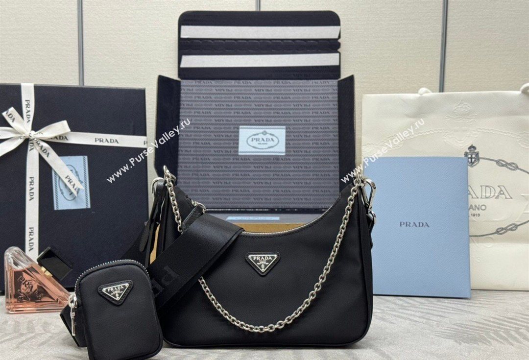 Prada Re-Edition 2005 Re-Nylon Bag 1BH204 Black/Silver 2026 (YZ-260410101)