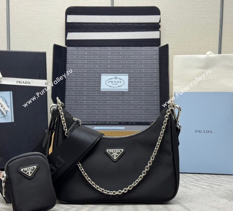 Prada Re-Edition 2005 Re-Nylon Bag 1BH204 Black/Silver 2026 (YZ-260410101)
