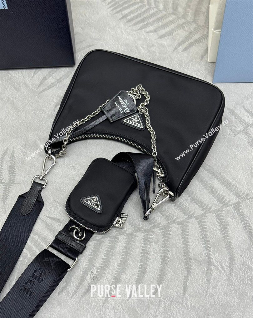 Prada Re-Edition 2005 Re-Nylon Bag 1BH204 Black/Silver 2026 (YZ-260410101)