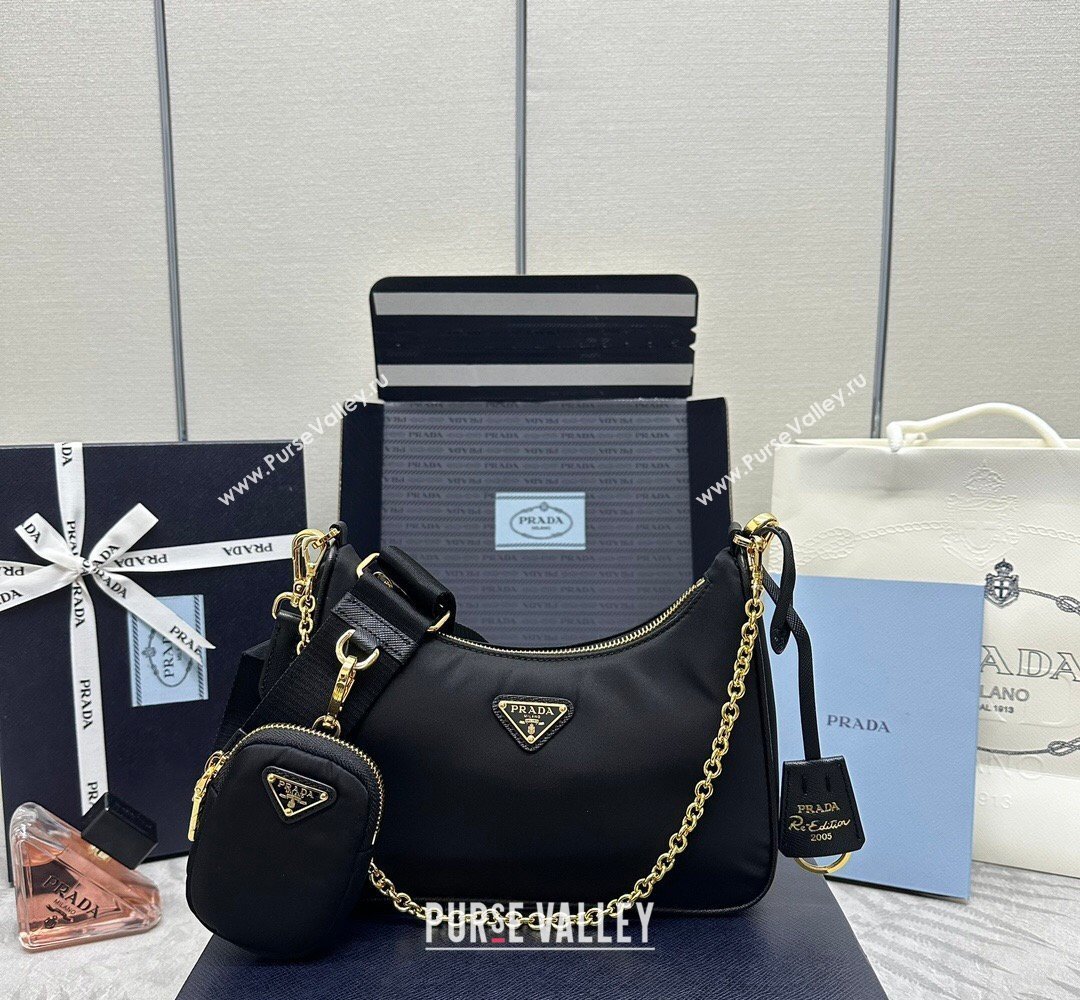 Prada Re-Edition 2005 Re-Nylon Bag 1BH204 Black/Gold 2026 (YZ-260410102)