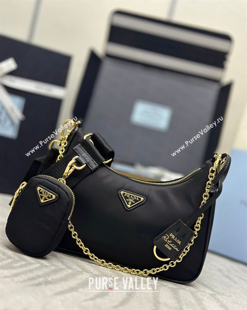 Prada Re-Edition 2005 Re-Nylon Bag 1BH204 Black/Gold 2026 (YZ-260410102)