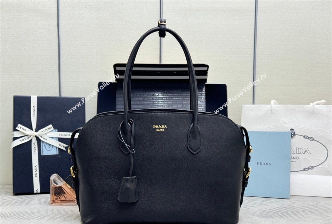 Prada Large leather tote bag Black 2026 1BG600 (YZ-260410103)