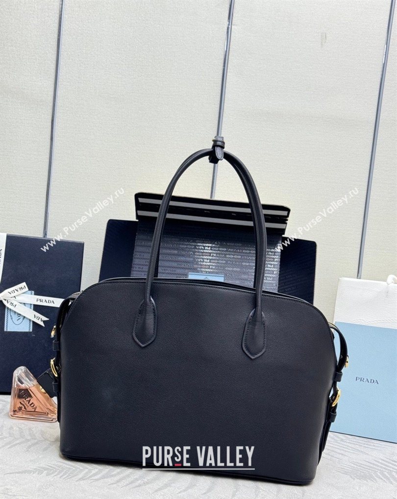 Prada Large leather tote bag Black 2026 1BG600 (YZ-260410103)