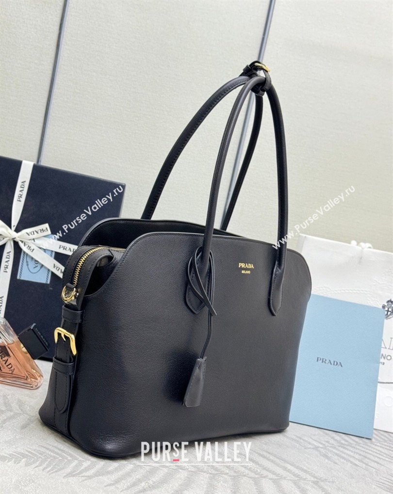 Prada Large leather tote bag Black 2026 1BG600 (YZ-260410103)