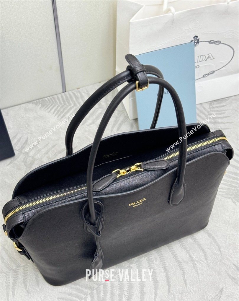 Prada Large leather tote bag Black 2026 1BG600 (YZ-260410103)