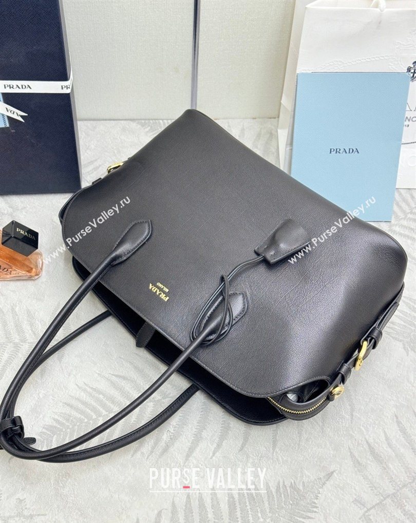 Prada Large leather tote bag Black 2026 1BG600 (YZ-260410103)