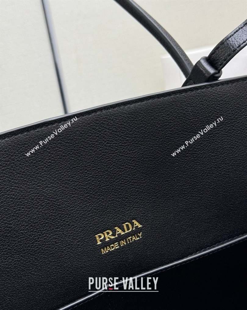 Prada Large leather tote bag Black 2026 1BG600 (YZ-260410103)