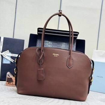Prada Large leather tote bag Cocoa Brown 2026 1BG600 (YZ-260410104)