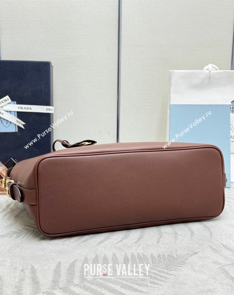 Prada Large leather tote bag Cocoa Brown 2026 1BG600 (YZ-260410104)