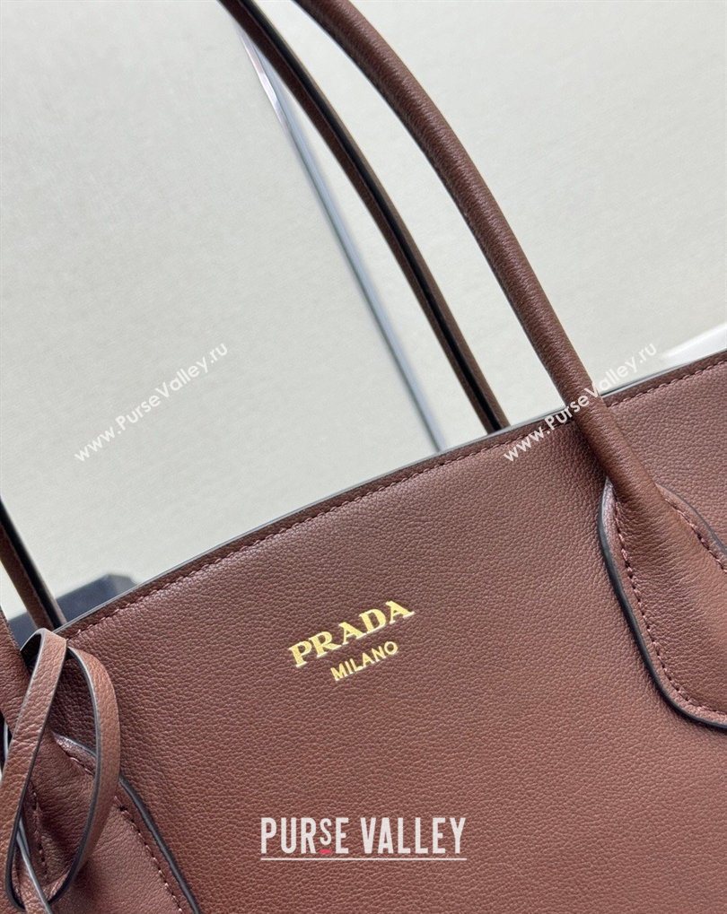 Prada Large leather tote bag Cocoa Brown 2026 1BG600 (YZ-260410104)