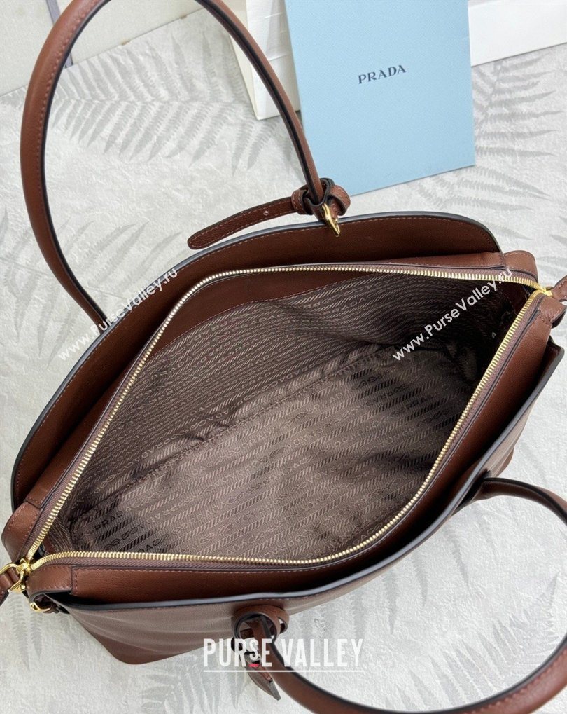 Prada Large leather tote bag Cocoa Brown 2026 1BG600 (YZ-260410104)