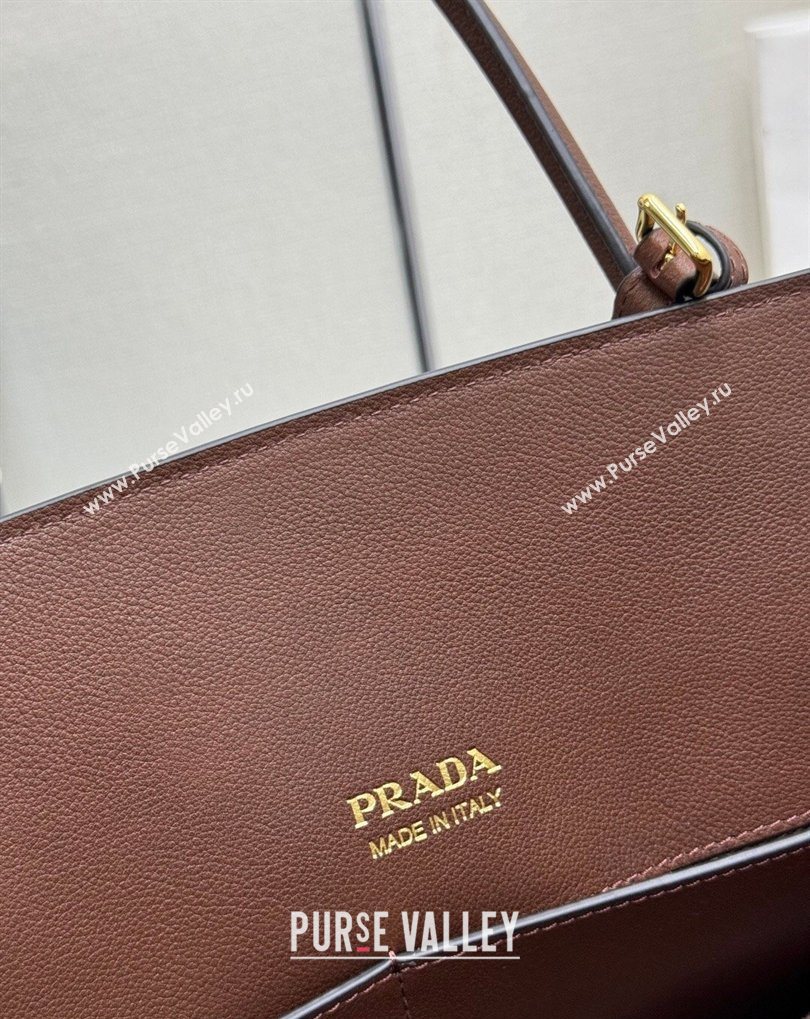Prada Large leather tote bag Cocoa Brown 2026 1BG600 (YZ-260410104)