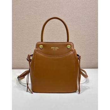 Prada Carry mini leather handbag Cognac Brown 2026 1BA496 (YZ-260410105)