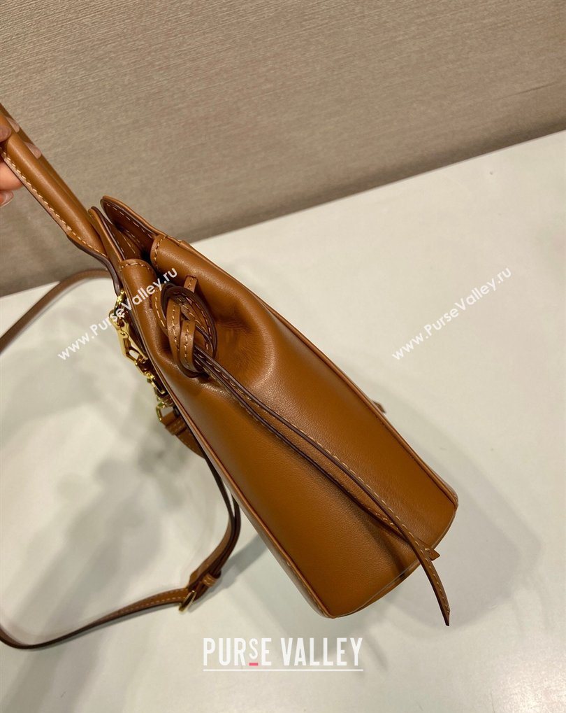 Prada Carry mini leather handbag Cognac Brown 2026 1BA496 (YZ-260410105)