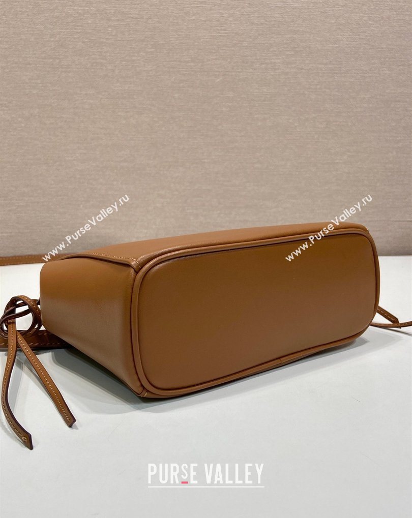 Prada Carry mini leather handbag Cognac Brown 2026 1BA496 (YZ-260410105)