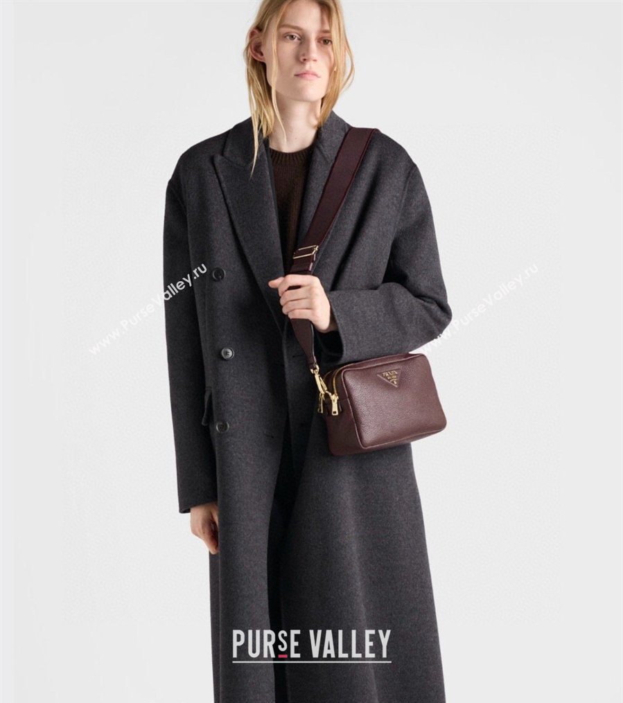 Prada Small leather shoulder bag 1BH082 Burgundy 2026 (YZ-260410111)