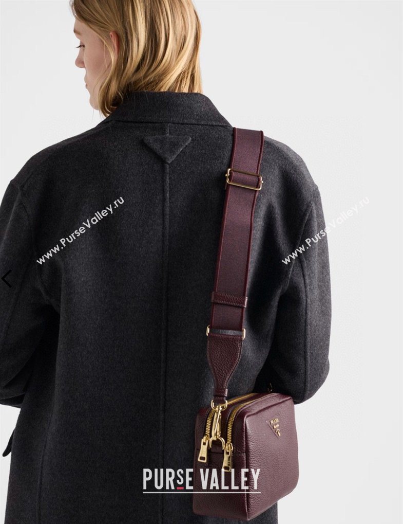 Prada Small leather shoulder bag 1BH082 Burgundy 2026 (YZ-260410111)