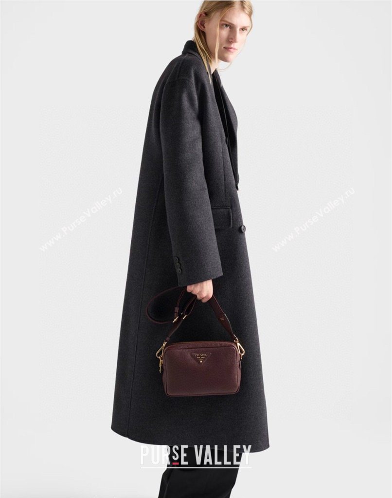 Prada Small leather shoulder bag 1BH082 Burgundy 2026 (YZ-260410111)