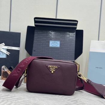 Prada Small leather shoulder bag 1BH082 Burgundy 2026 (YZ-260410111)