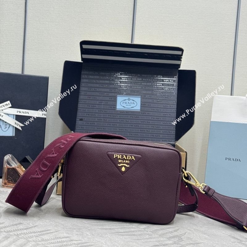 Prada Small leather shoulder bag 1BH082 Burgundy 2026 (YZ-260410111)