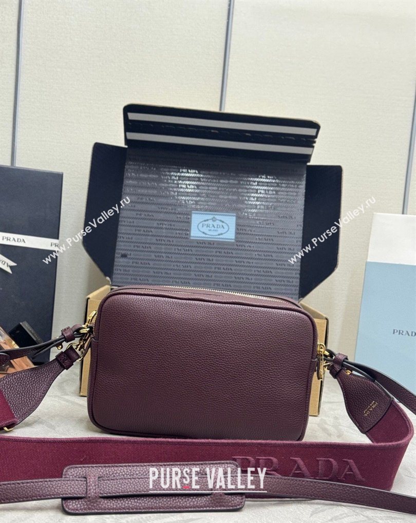 Prada Small leather shoulder bag 1BH082 Burgundy 2026 (YZ-260410111)