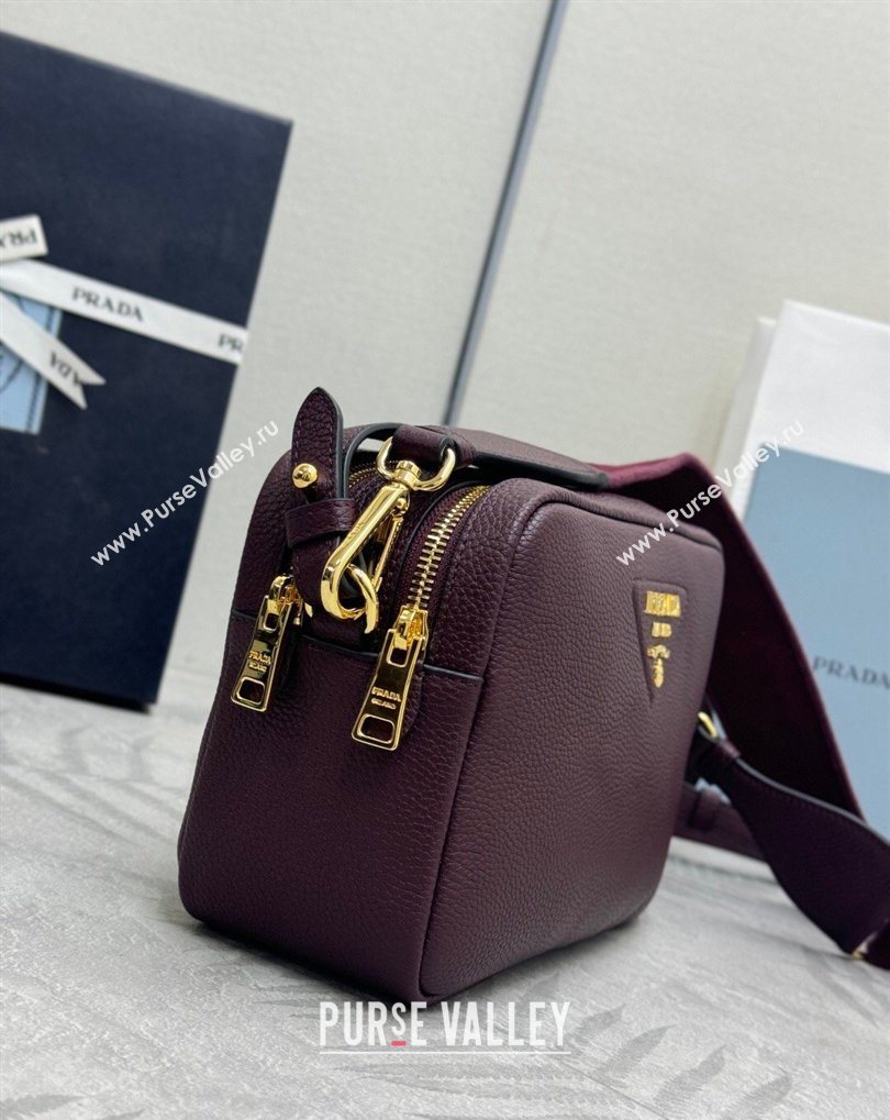 Prada Small leather shoulder bag 1BH082 Burgundy 2026 (YZ-260410111)