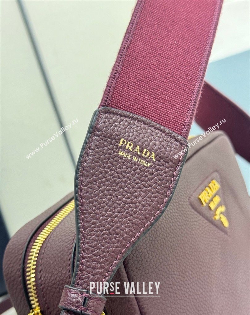 Prada Small leather shoulder bag 1BH082 Burgundy 2026 (YZ-260410111)