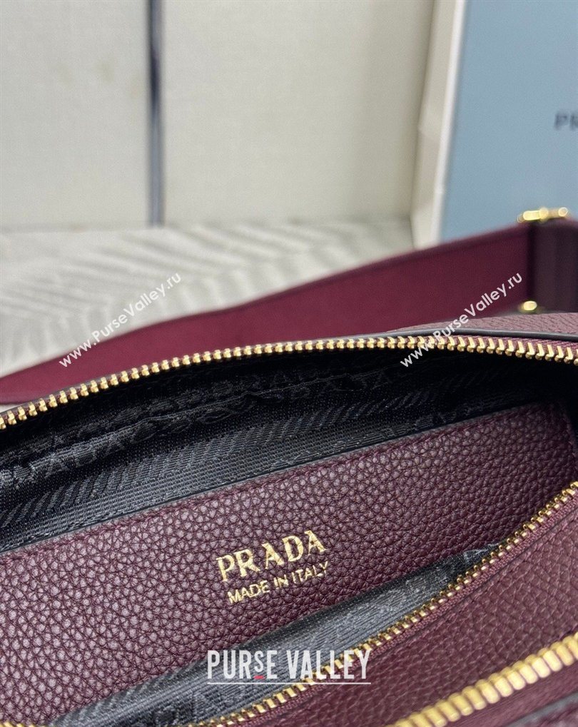 Prada Small leather shoulder bag 1BH082 Burgundy 2026 (YZ-260410111)