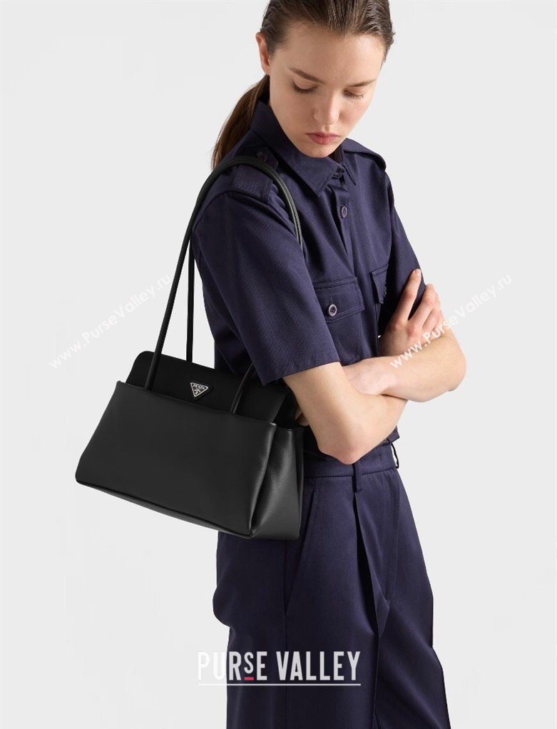 Prada Passage medium leather bag with Re-Nylon flap Coffee Brown 2026 1BA495 (YZ-260410113)