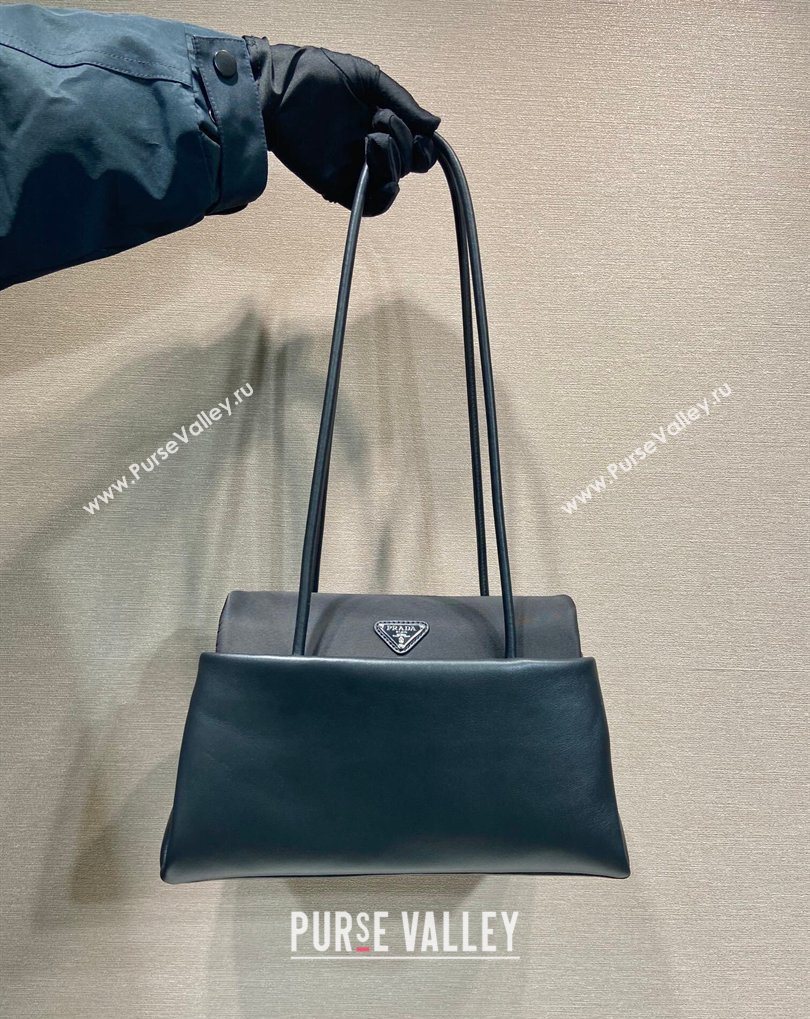 Prada Passage medium leather bag with Re-Nylon flap Black 2026 1BA495 (YZ-260410112)