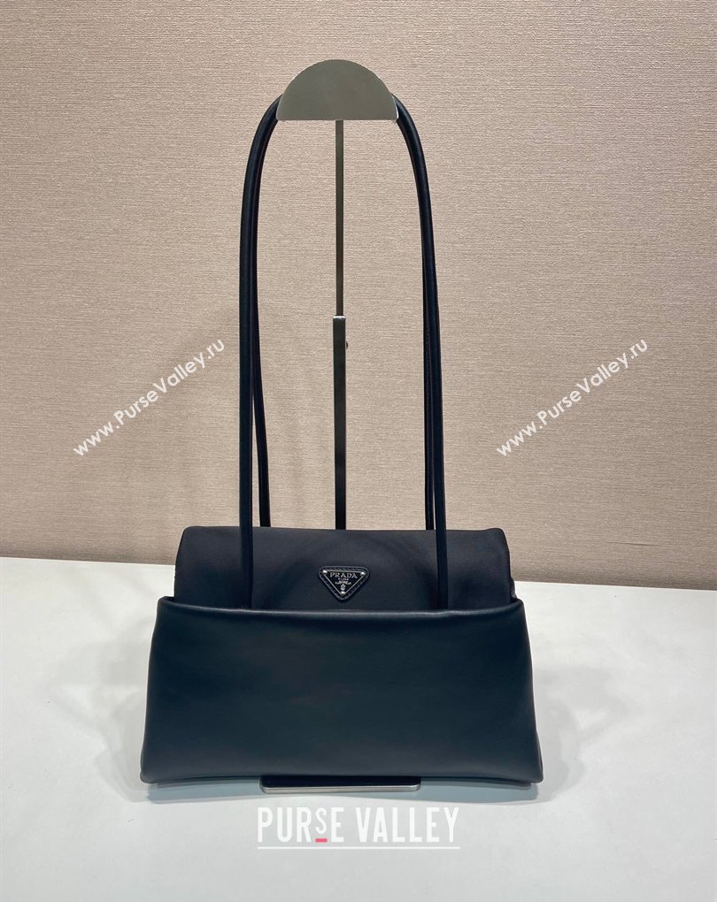 Prada Passage medium leather bag with Re-Nylon flap Black 2026 1BA495 (YZ-260410112)