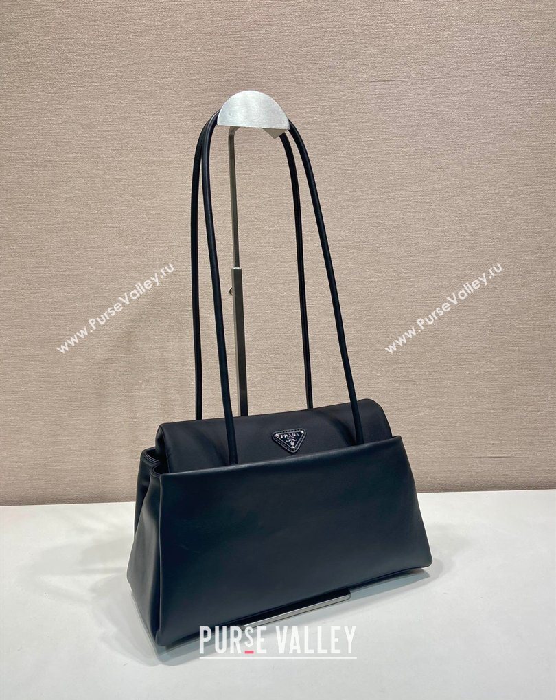 Prada Passage medium leather bag with Re-Nylon flap Black 2026 1BA495 (YZ-260410112)